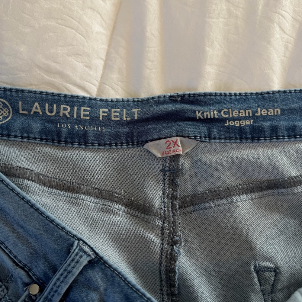 Laurie Felt 2X Knit Clean Jean Jogger Stretch Denim Elastic Hem - Picture 7 of 9